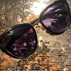 Oversized Cat Eye Sunglasses with Gold Accents